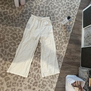 White linen pants